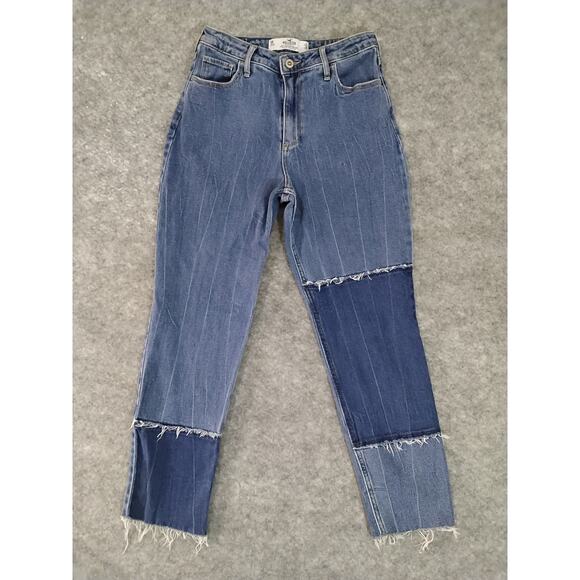 Hollister Jeans Color Bloack Curvy High Rise Mom Jean Cropped Womens SZ 27x26 - Picture 1 of 7